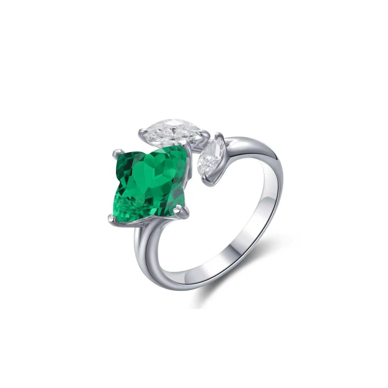 s925 sterling silver lab emerald/sapphire/ruby/paraiba & cz diamond ring
