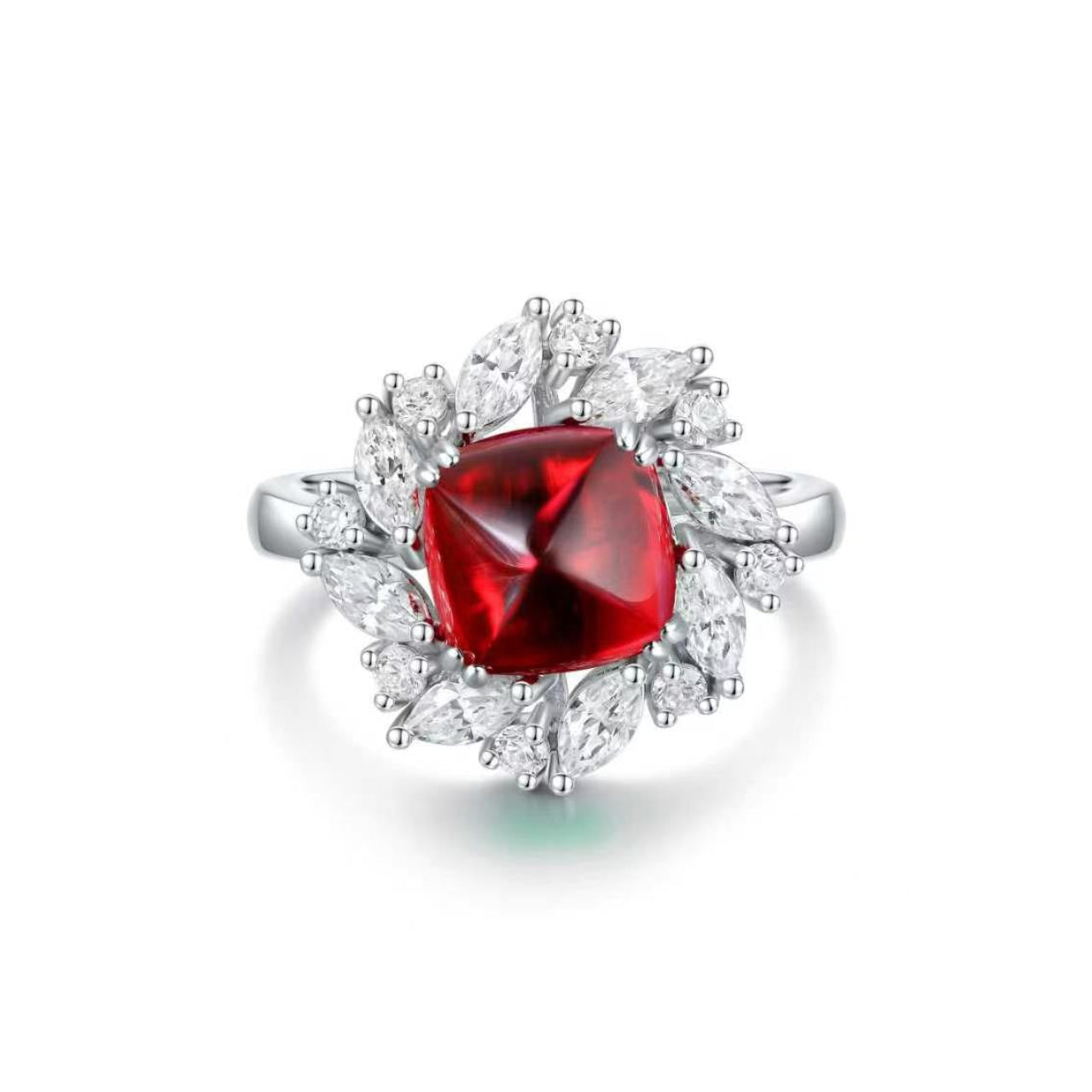 s925 sterling silver lab ruby/emerald/sapphire/paraiba & cz diamond ring