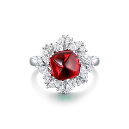 S925 Sterling Silver Lab Ruby/Emerald/Sapphire/Paraiba & CZ Diamond Ring