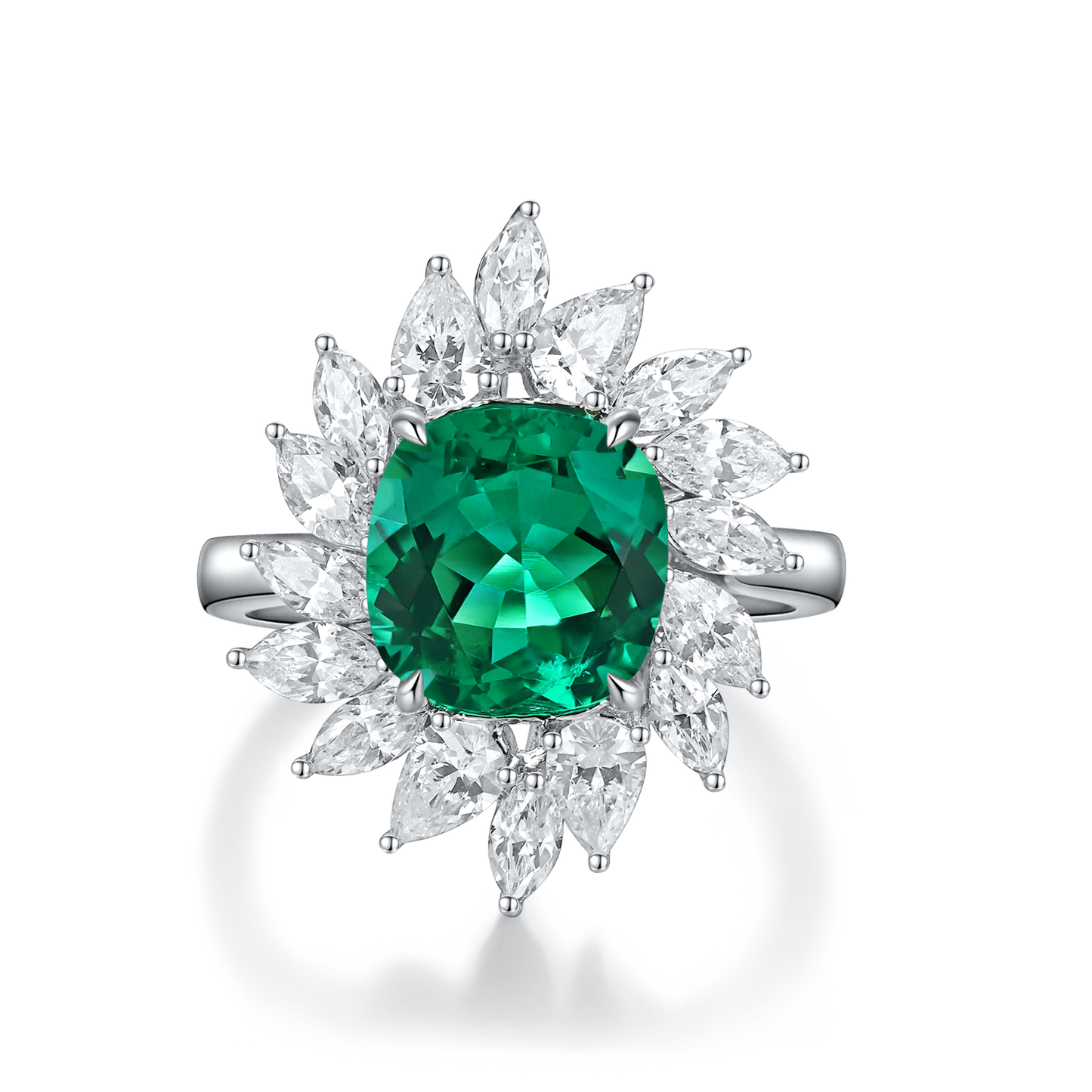 s925 sterling silver lab emerald/paraiba/ruby/sapphire & cz diamond ring