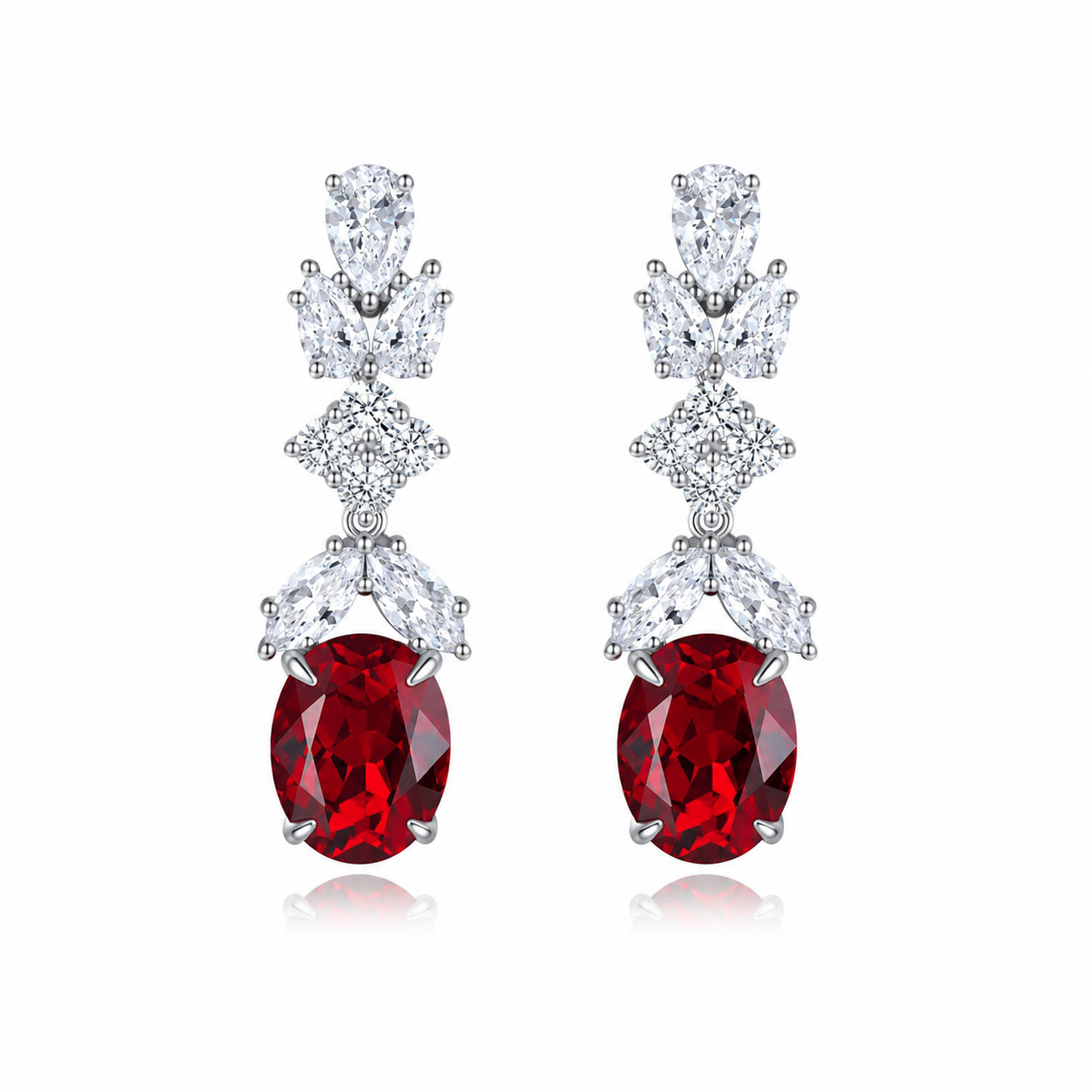 s925 sterling silver lab sapphire/emerald/ruby/paraiba/cobalt spinel & cz diamond earrings