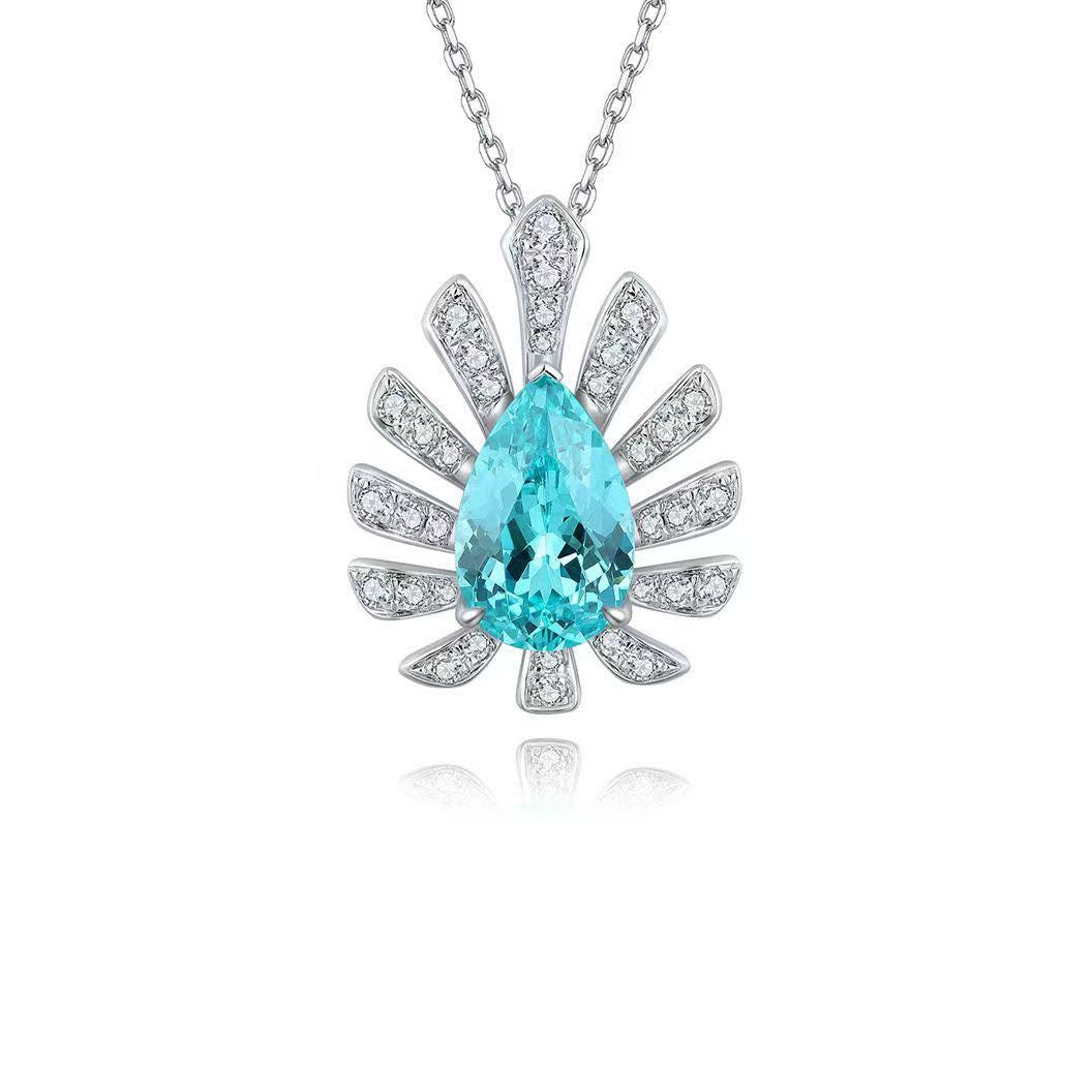 s925 sterling silver lab ruby/sapphire/emerald/paraiba/cobalt spinel & cz diamond necklace