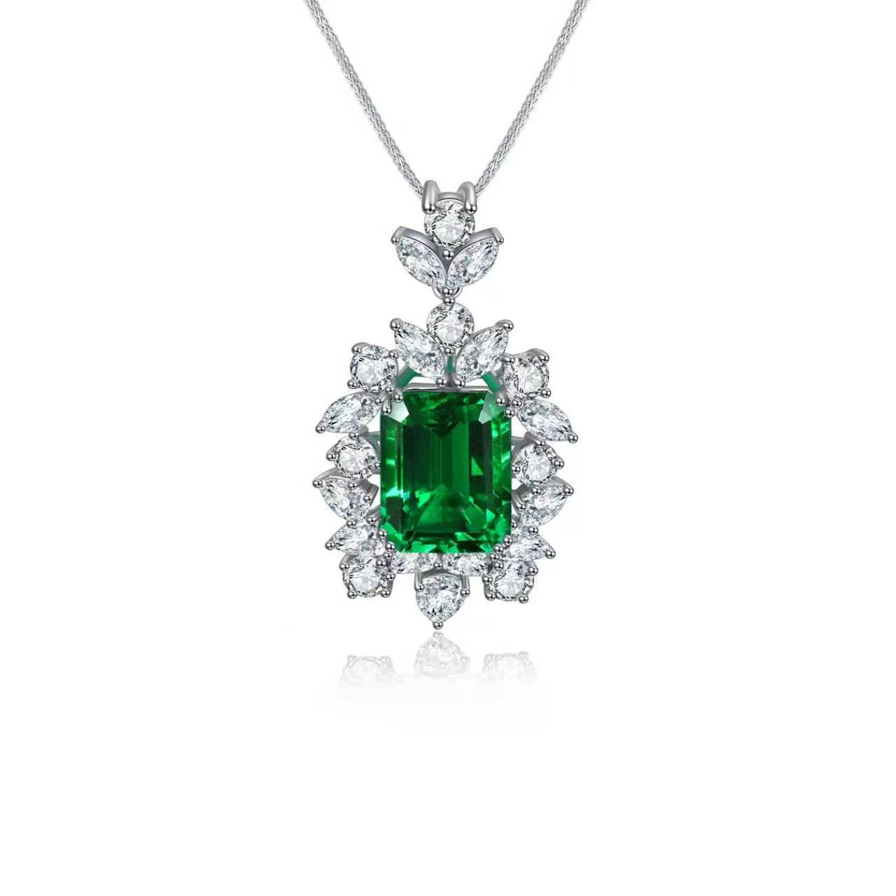 s925 sterling silver lab sapphire/ruby/emerald & cz diamond necklace