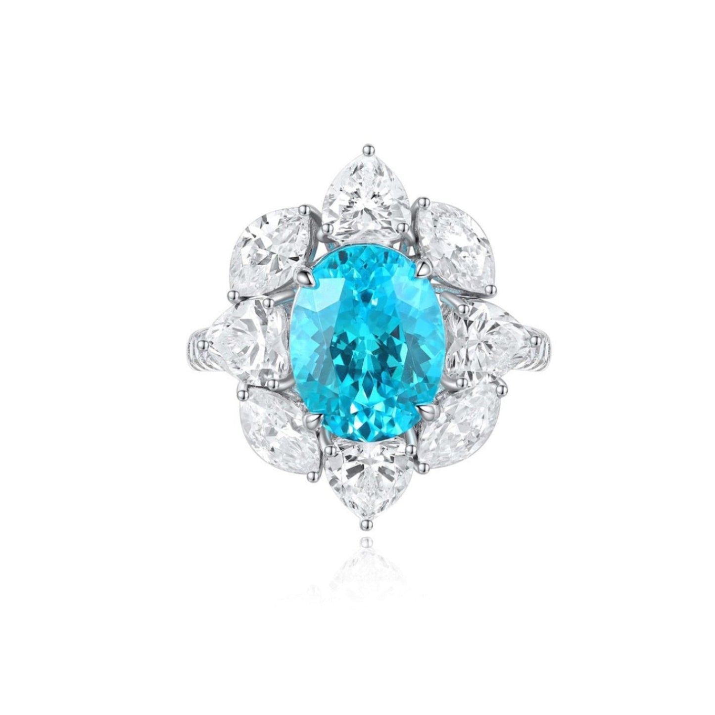 s925 sterling silver lab paraiba/ruby/sapphire/emerald/cobalt spinel & cz diamond ring