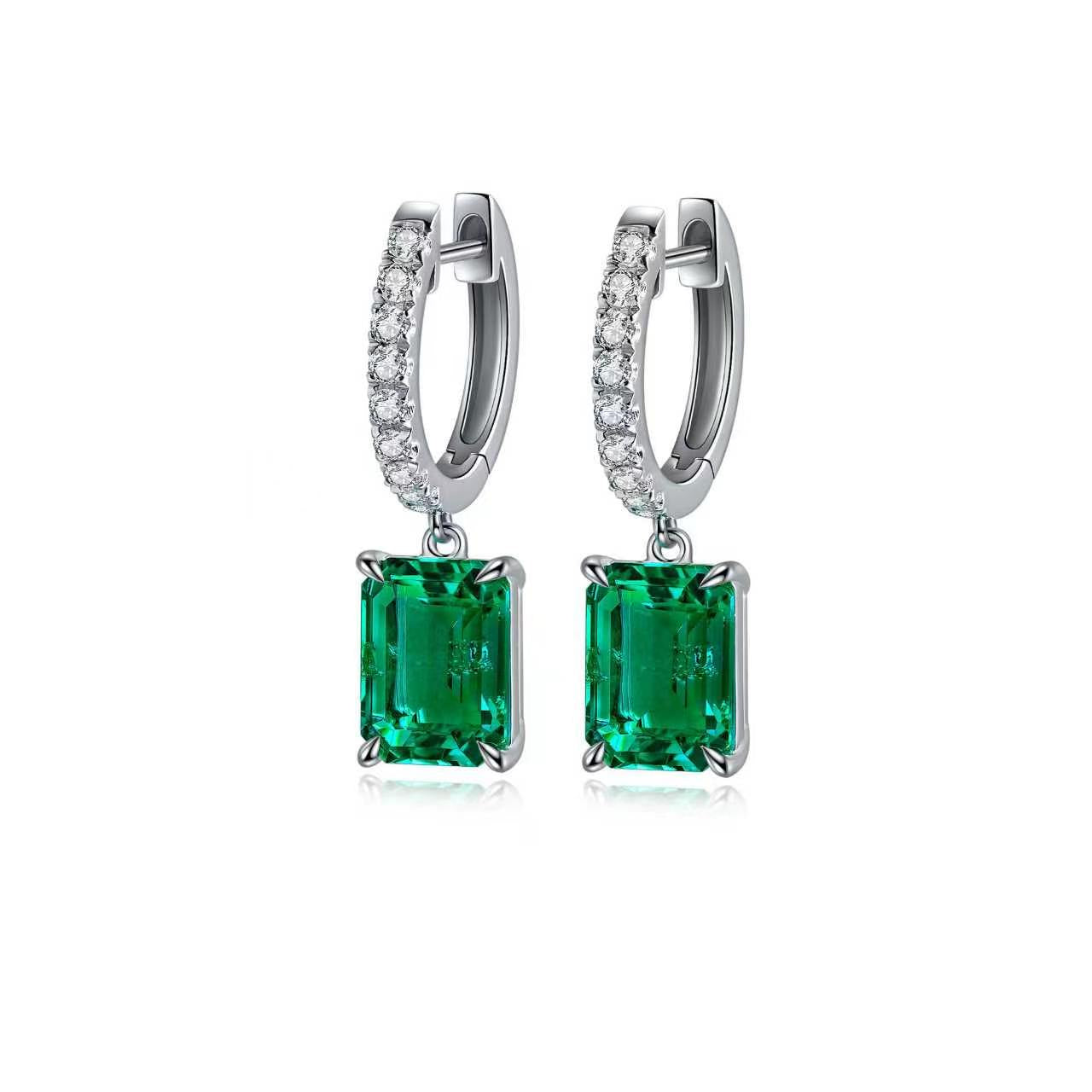 s925 sterling silver lab paraiba/ruby/sapphire/emerald/cobalt spinel & cz diamond earrings