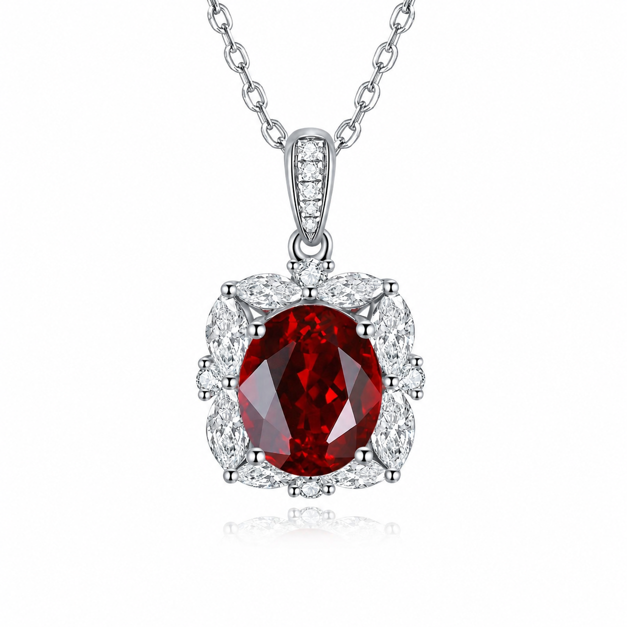 s925 sterling silver lab ruby/sapphire/emerald/paraiba/cobalt spinel & cz diamond necklace