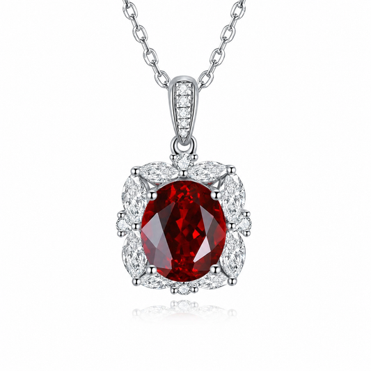S925 Sterling Silver Lab Ruby/Sapphire/Emerald/Paraiba/Cobalt Spinel & CZ Diamond Necklace