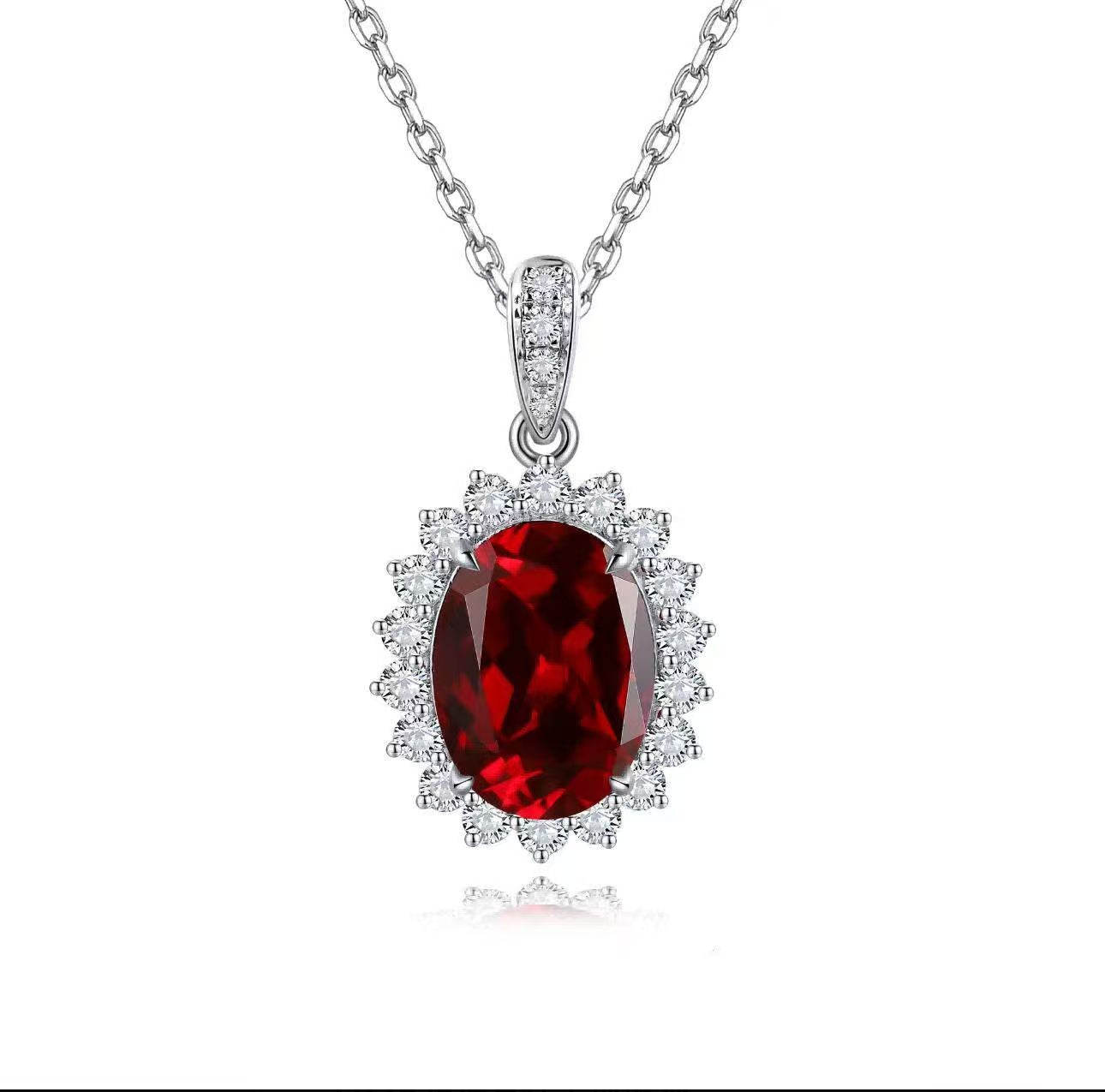 s925 sterling silver lab sapphire/ruby/emerald/paraiba & cz diamond necklace