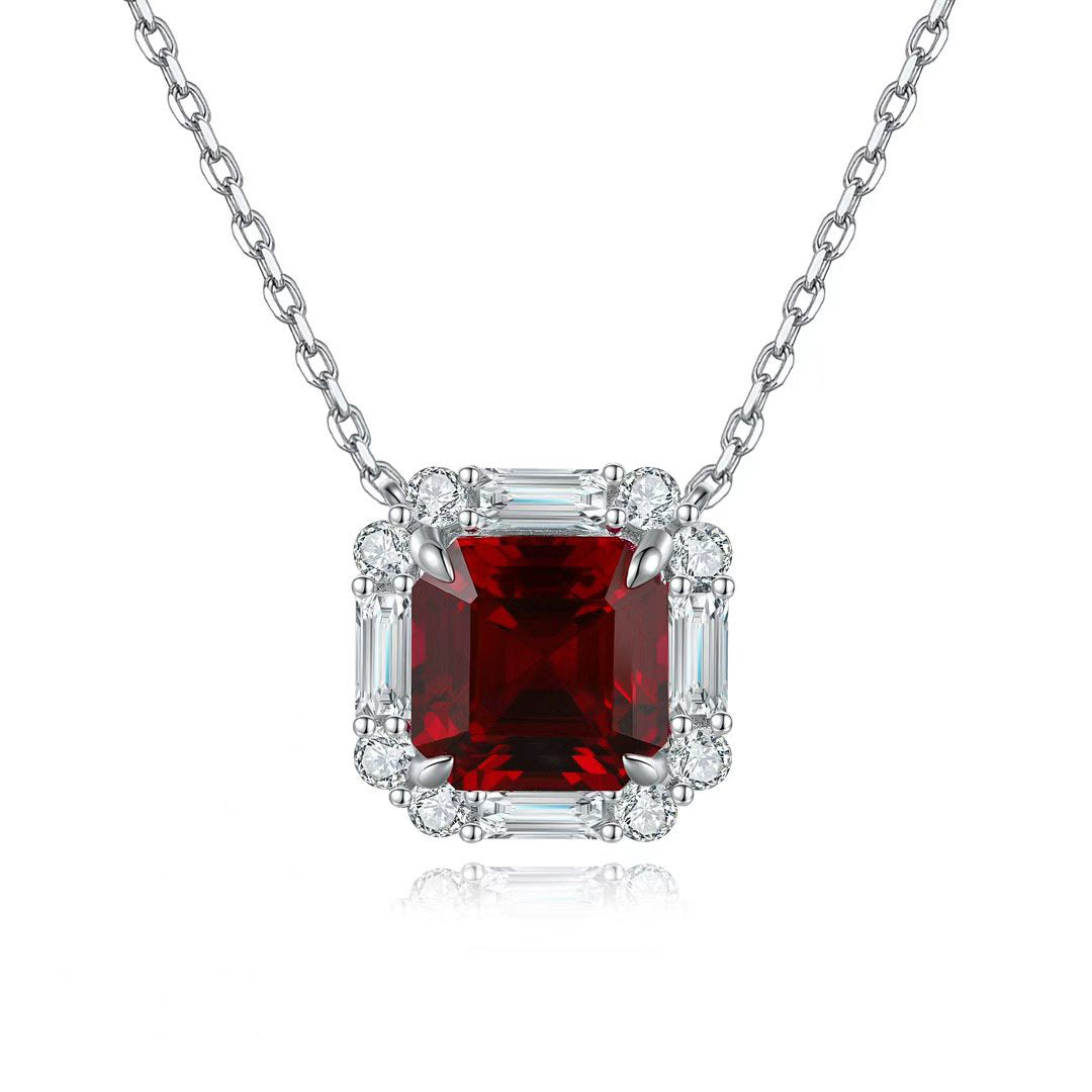 s925 sterling silver lab ruby/sapphire/emerald/paraiba/cobalt spinel & cz diamond necklace