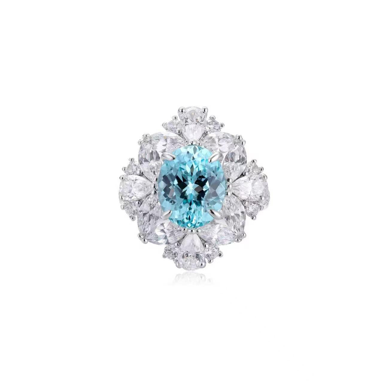 s925 sterling silver lab ruby/sapphire/emerald/paraiba/cobalt spinel & cz diamond ring