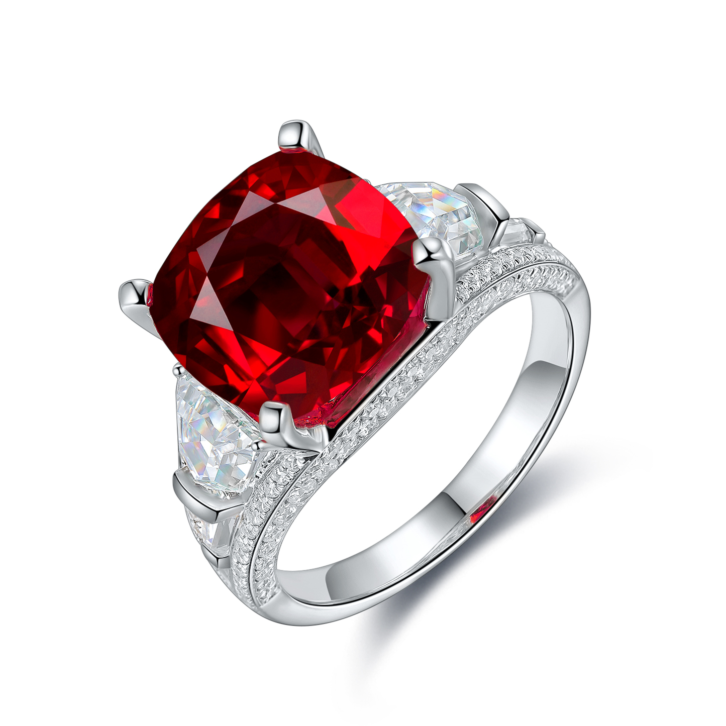 s925 sterling silver lab paraiba/emerald/ruby/sapphire & cz diamond ring