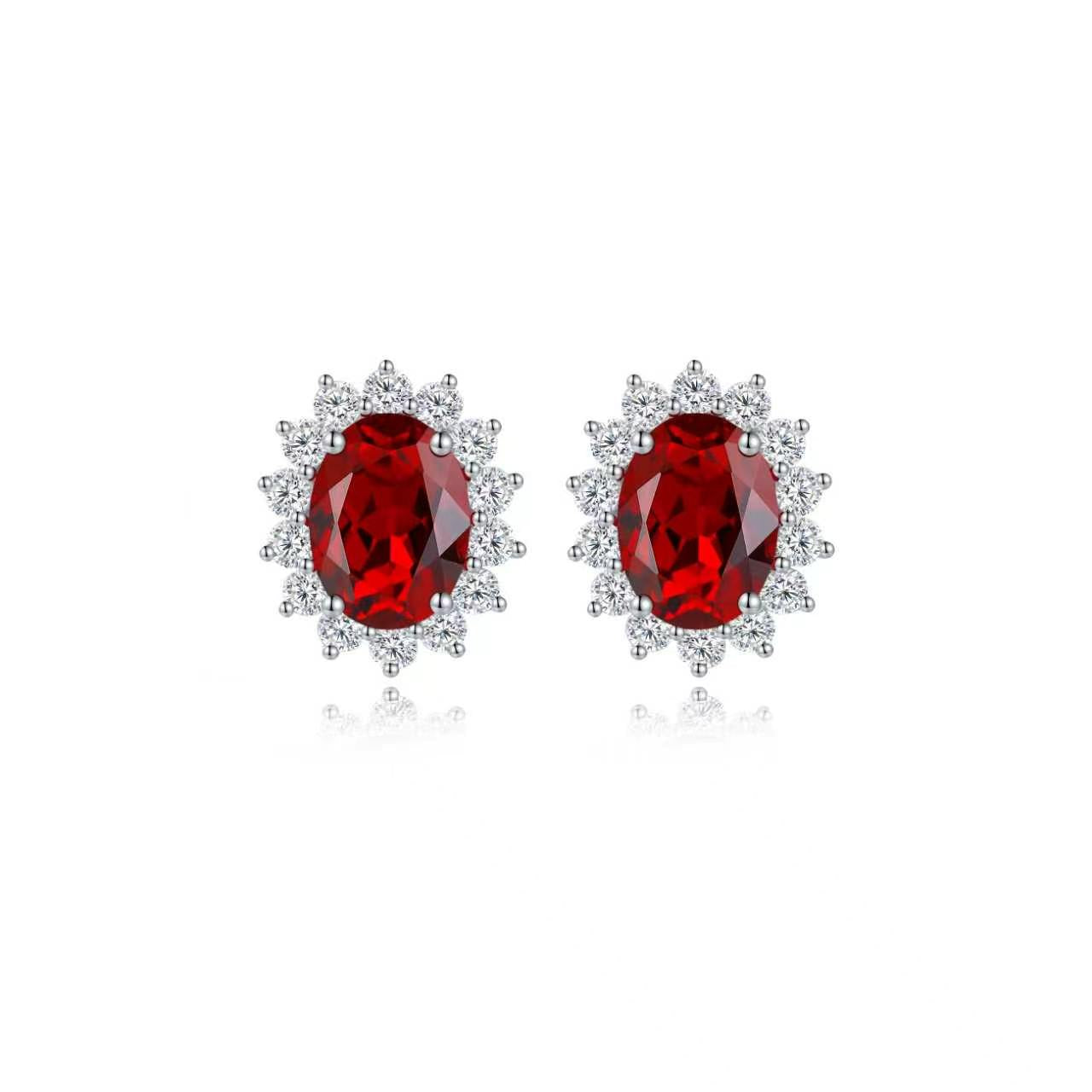 s925 sterling silver lab ruby/sapphire/emerald/paraiba/cobalt spinel & cz diamond stud earrings