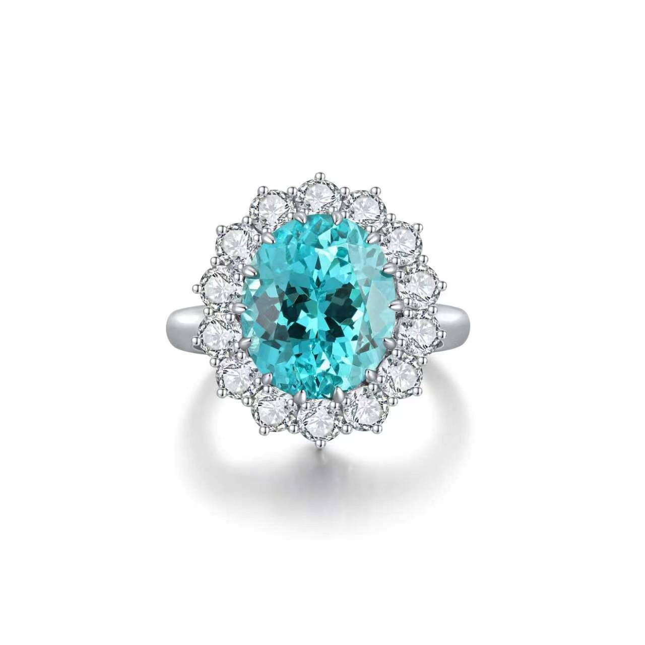 s925 sterling silver lab ruby/paraiba/sapphire/emerald/cobalt spinel & cz diamond ring