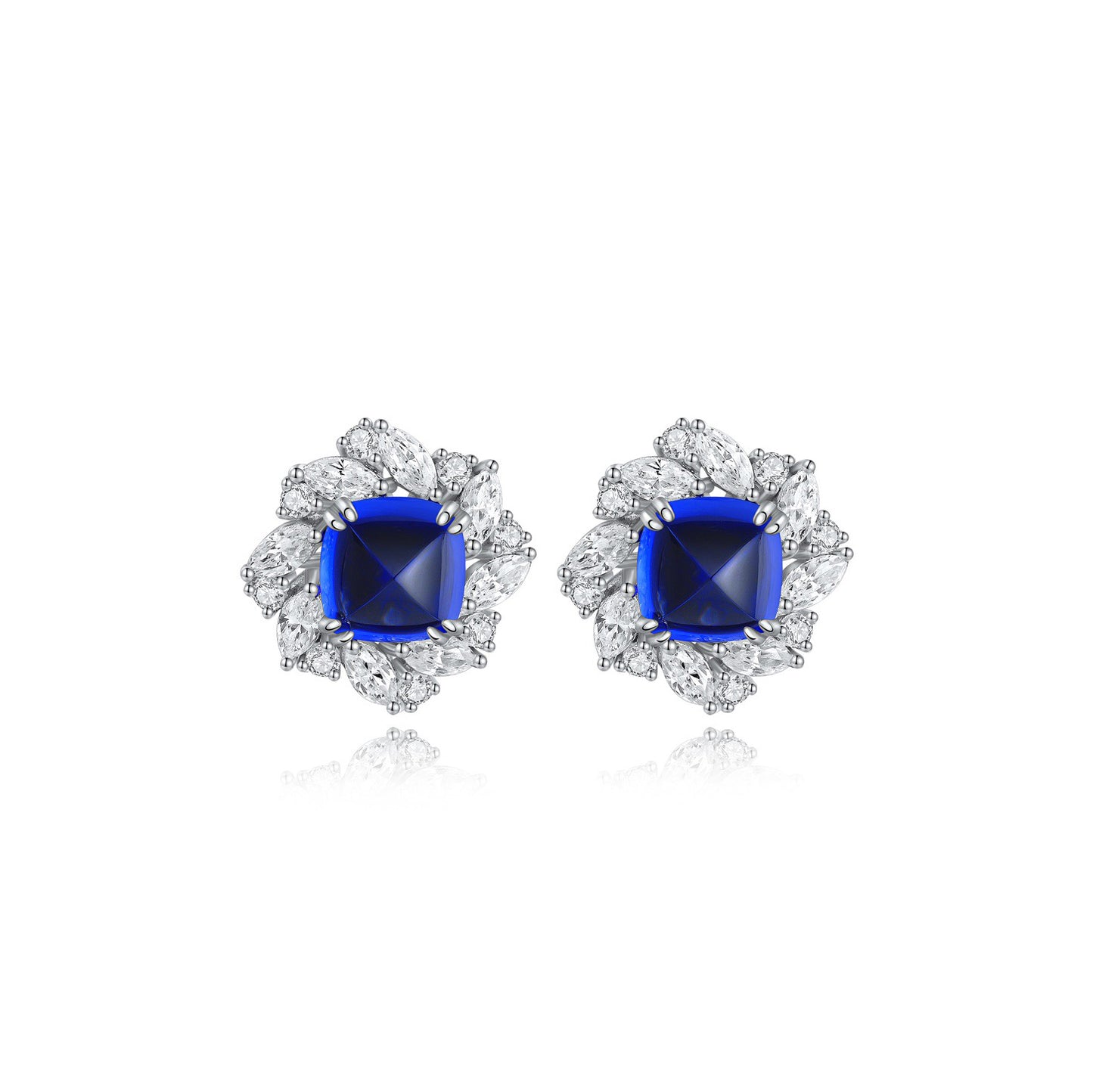 s925 sterling silver lab emerald/sapphire/ruby/paraiba & cz diamond stud earrings