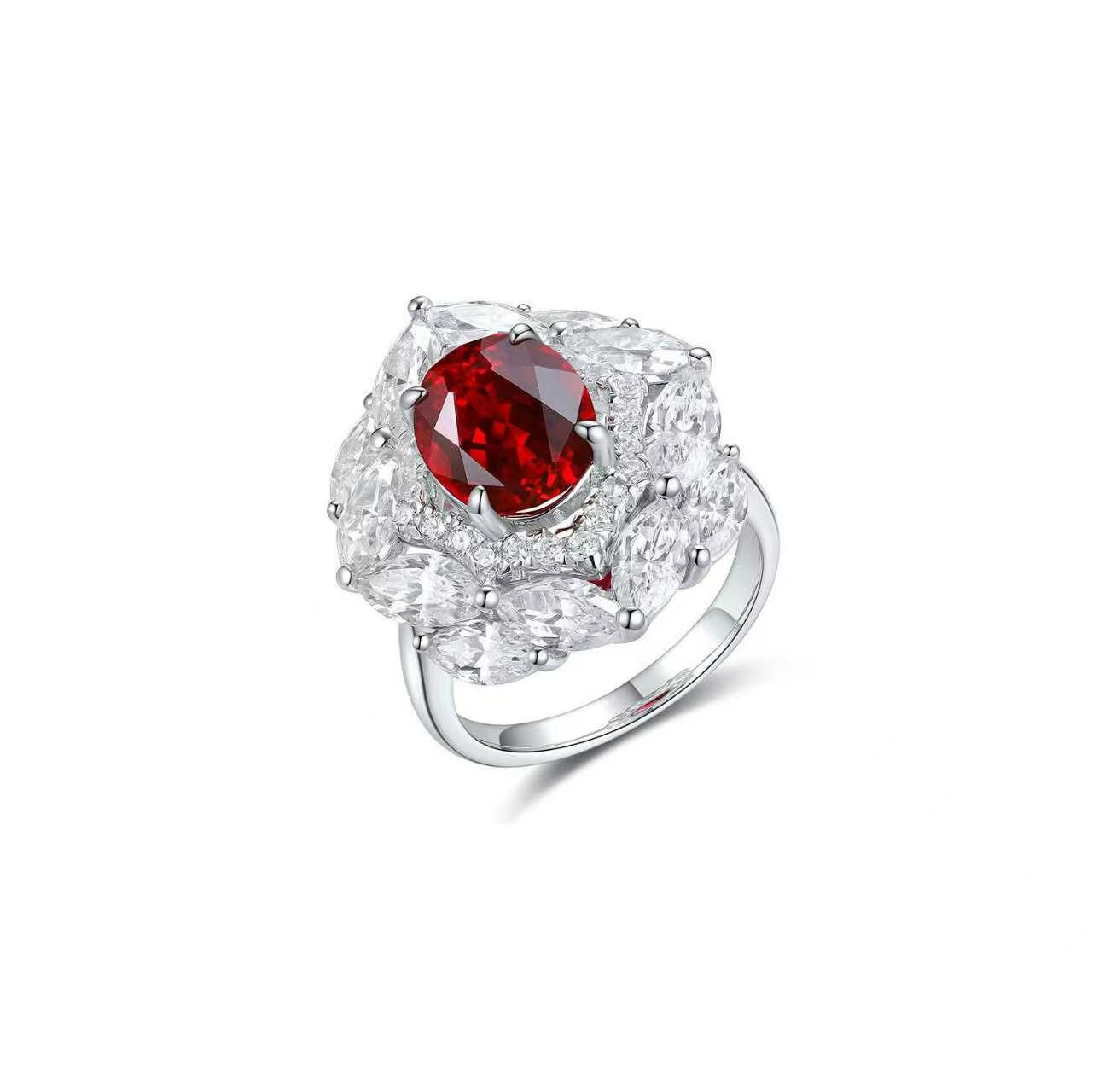 s925 sterling silver lab ruby/sapphire/emerald/paraiba/cobalt spinel & cz diamond ring