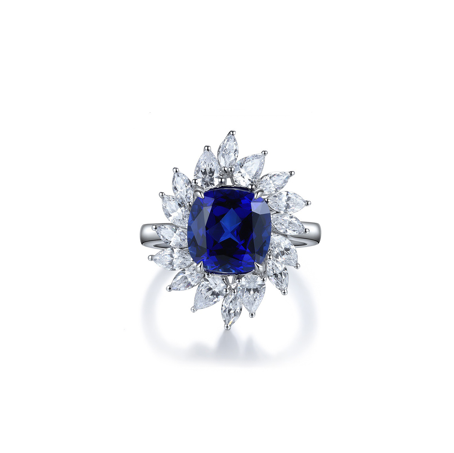 s925 sterling silver lab emerald/paraiba/ruby/sapphire & cz diamond ring