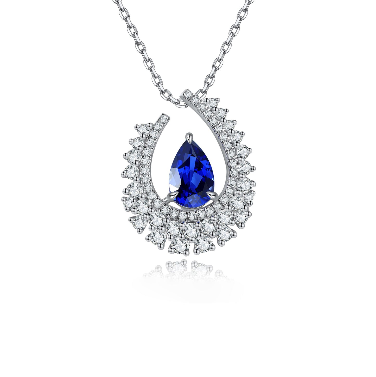 s925 sterling silver lab emerald/ruby/sapphire/paraiba & cz diamond necklace
