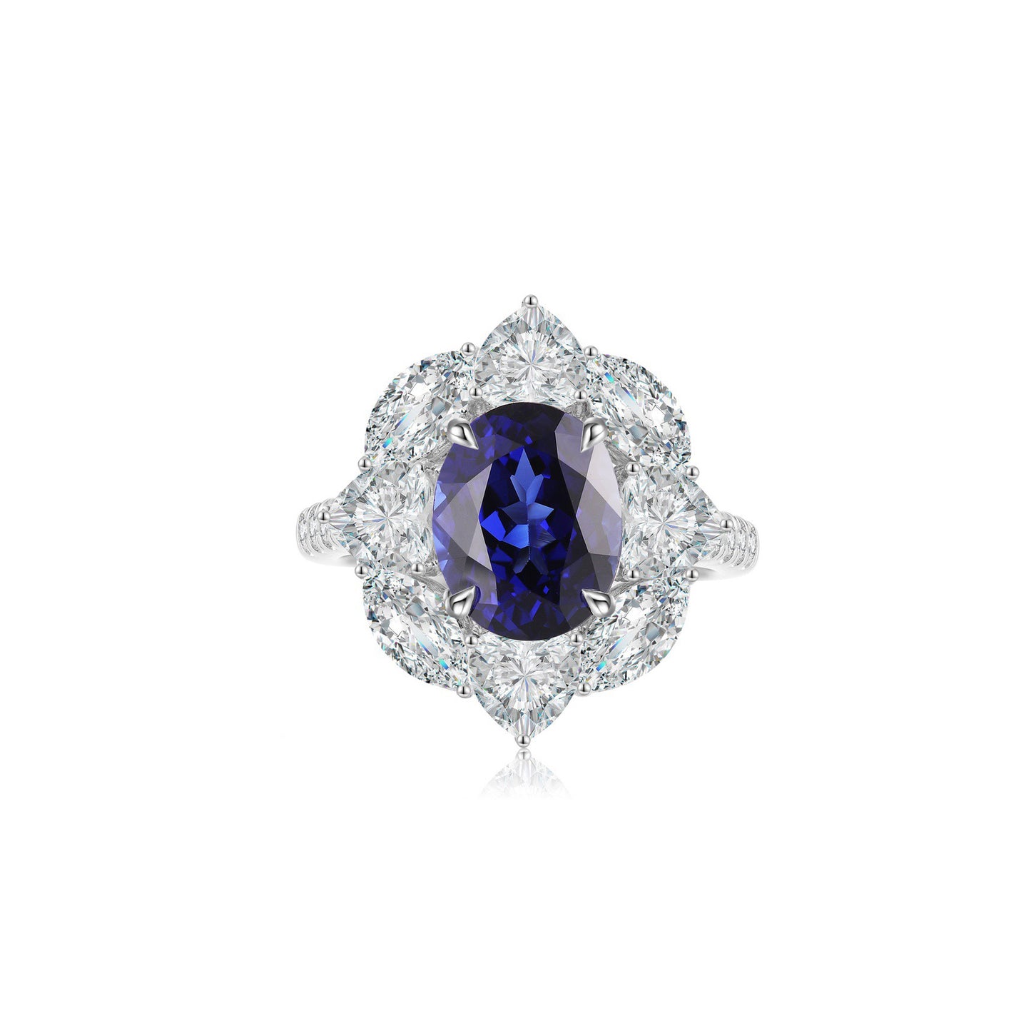 s925 sterling silver lab paraiba/ruby/sapphire/emerald/cobalt spinel & cz diamond ring