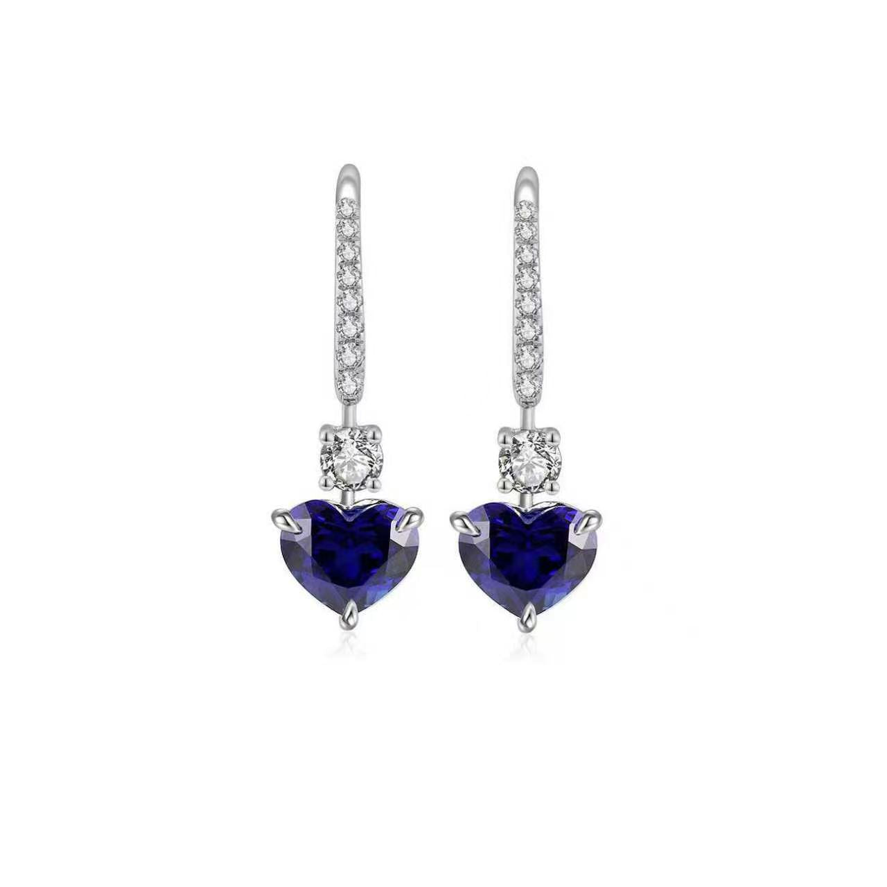 s925 sterling silver lab paraiba/ruby/sapphire/emerald & cz diamond earrings