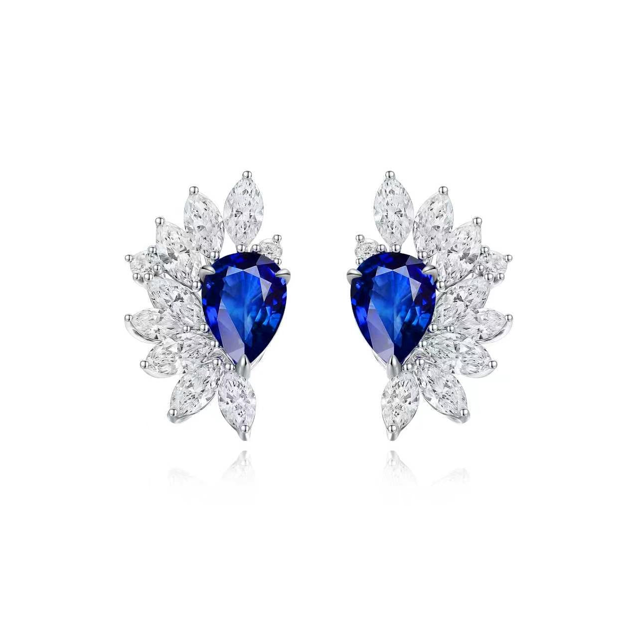 s925 sterling silver lab ruby/sapphire/emerald/paraiba & cz diamond stud earrings