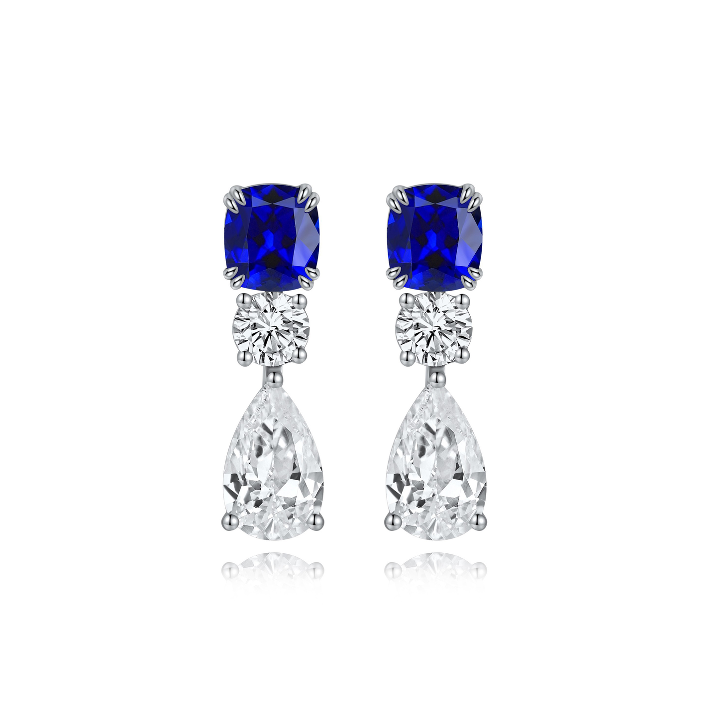 s925 sterling silver lab ruby/sapphire/emerald/paraiba/cobalt spinel & cz diamond earrings