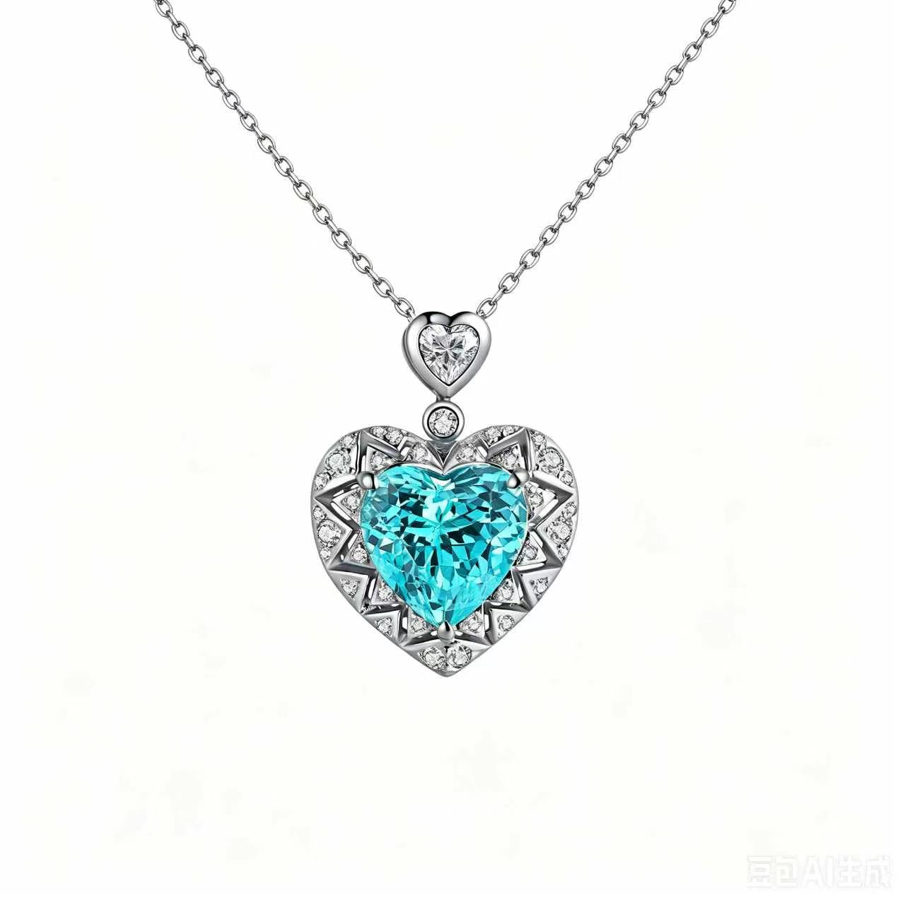 s925 sterling silver lab emerald/ruby/sapphire/paraiba & cz diamond necklace