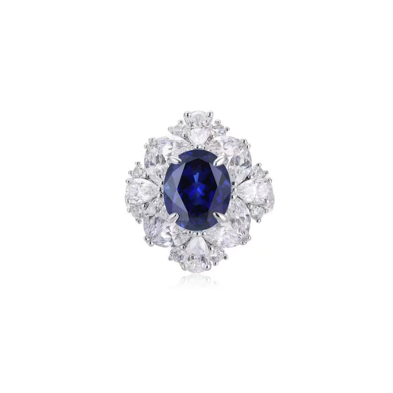 s925 sterling silver lab ruby/sapphire/emerald/paraiba/cobalt spinel & cz diamond ring