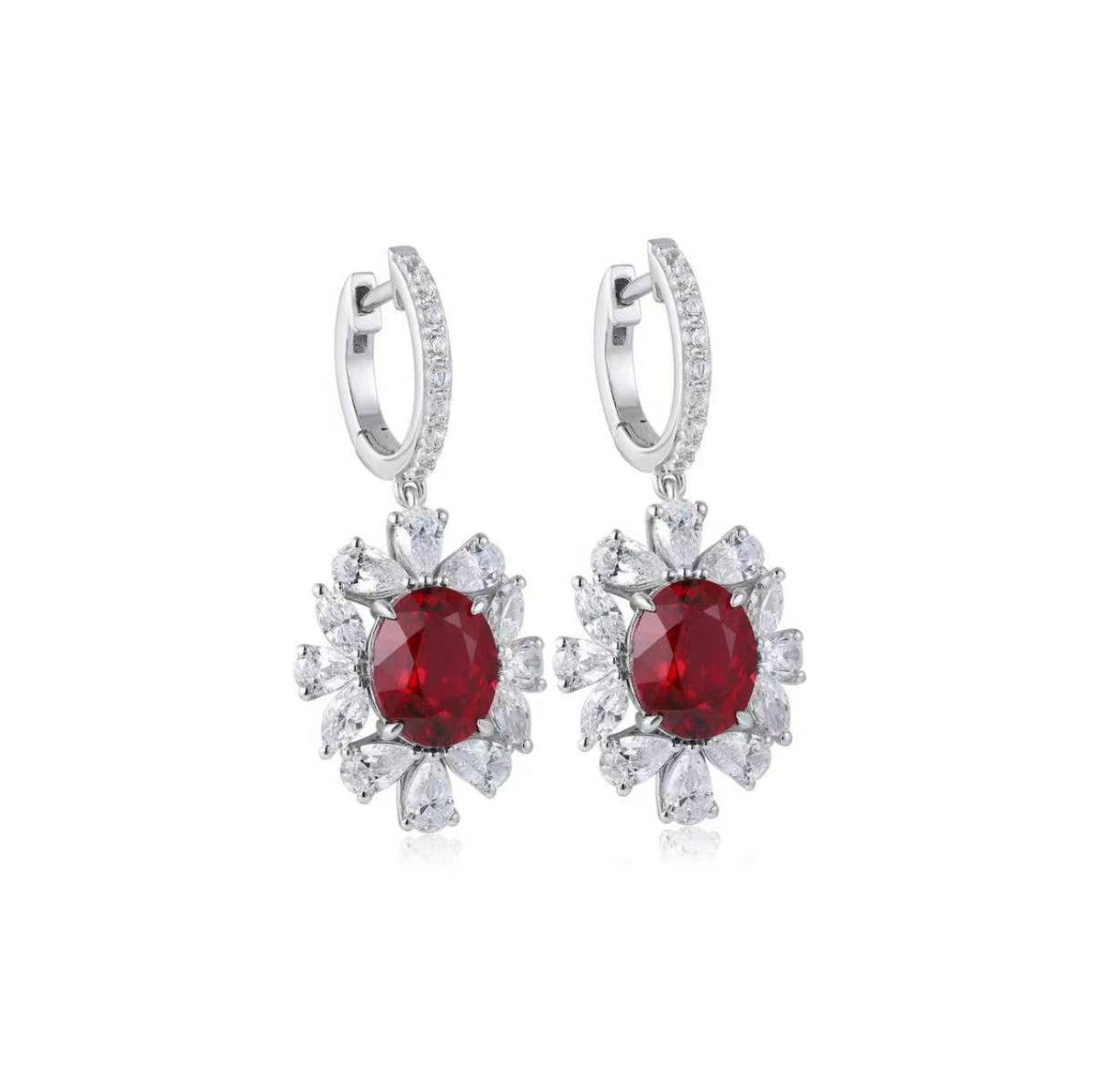 s925 sterling silver lab ruby/emerald/sapphire/cobalt spinel/paraiba & cz diamond earrings
