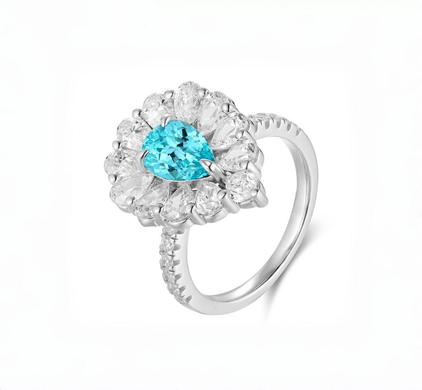 s925 sterling silver paraiba/emerald/ruby/sapphire & cz diamond ring