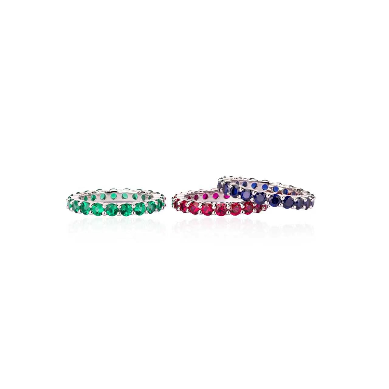 s925 sterling silver lab ruby/emerald/sapphire ring