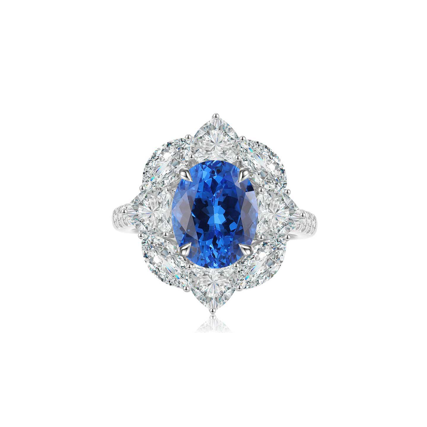 s925 sterling silver lab paraiba/ruby/sapphire/emerald/cobalt spinel & cz diamond ring