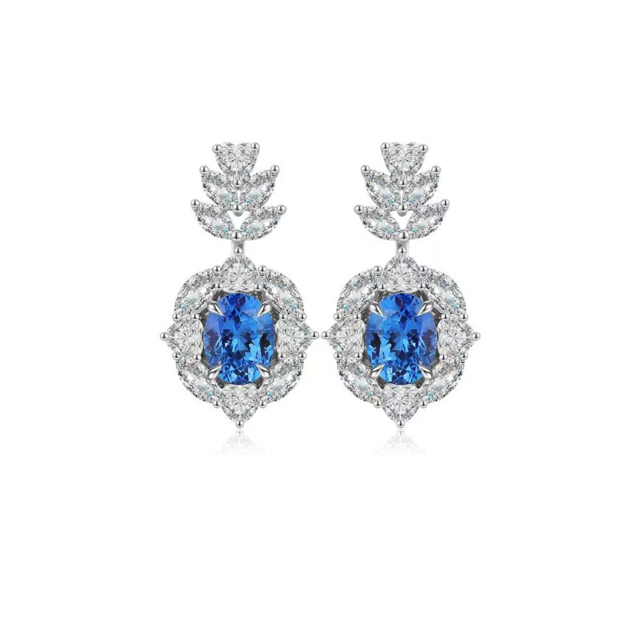 s925 sterling silver lab ruby/sapphire/emerald/paraiba/cobalt spinel & cz diamond earrings