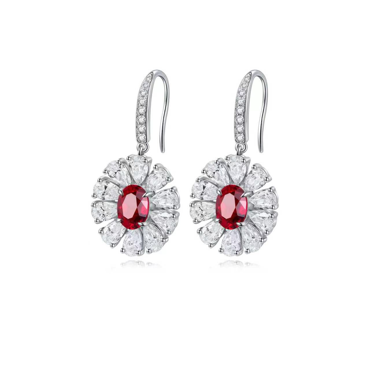 s925 sterling silver lab emerald/cobalt spinel/ruby/sapphire/paraiba & cz diamond earrings