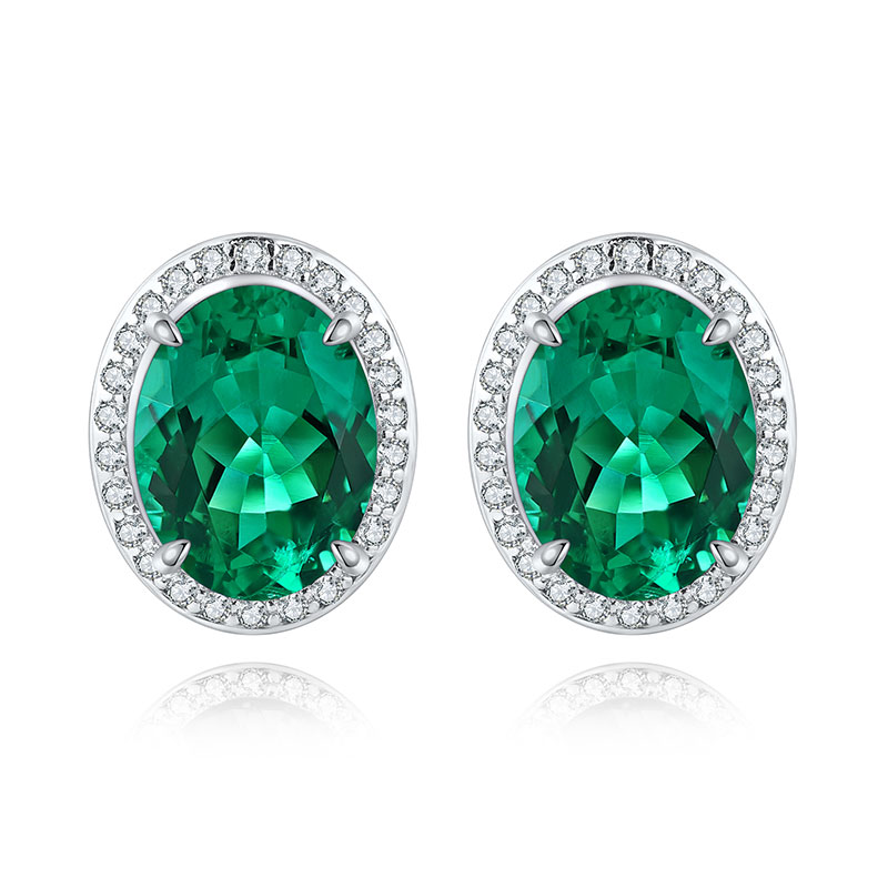 s925 sterling silver lab paraiba/ruby/emerald/sapphire & cz diamond stud earrings