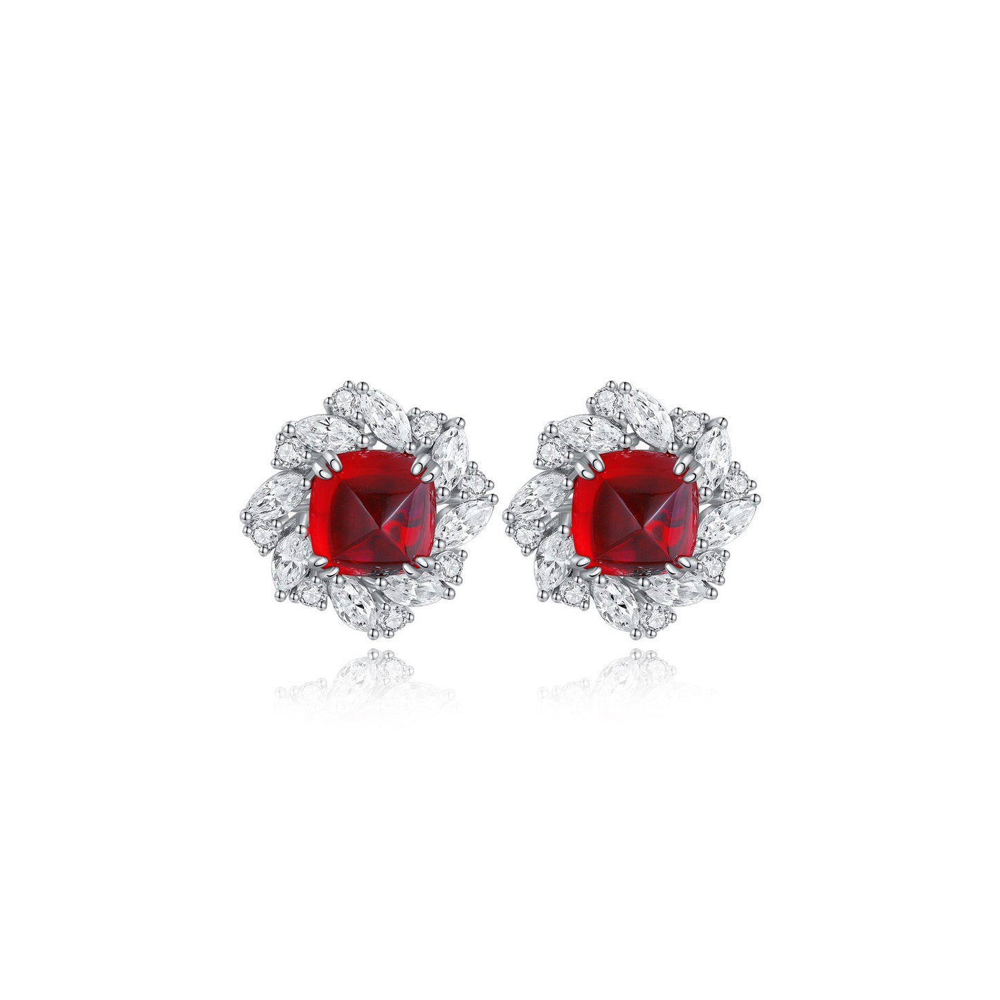 s925 sterling silver lab emerald/sapphire/ruby/paraiba & cz diamond stud earrings