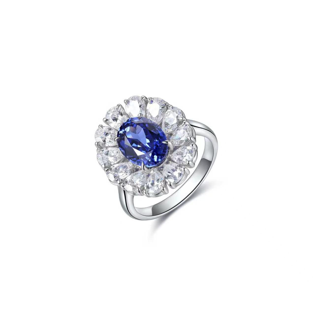 s925 sterling silver lab paraiba/ruby/sapphire/emerald & cz diamond ring
