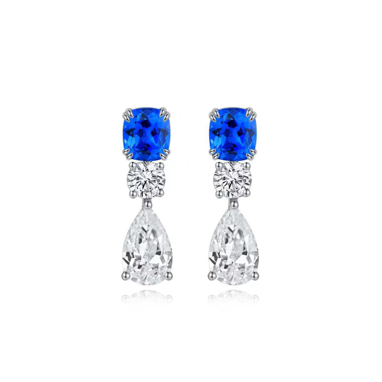 s925 sterling silver lab ruby/sapphire/emerald/paraiba/cobalt spinel & cz diamond earrings