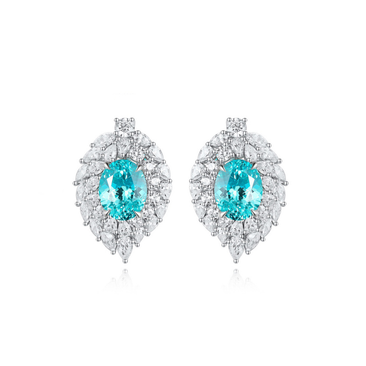 s925 sterling silver lab cobalt spinel/paraiba/ruby/emerald/sapphire & cz diamond earrings