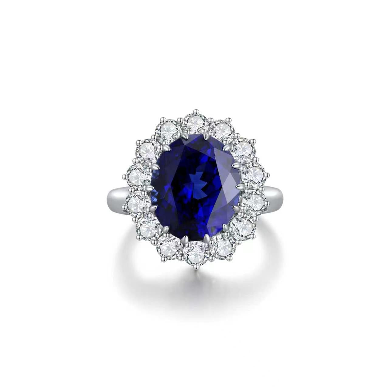 s925 sterling silver lab ruby/paraiba/sapphire/emerald/cobalt spinel & cz diamond ring
