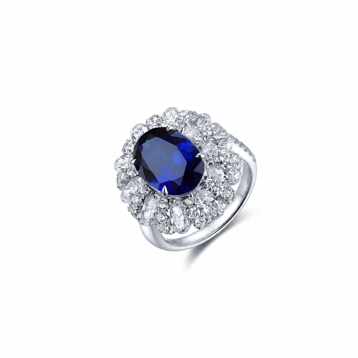 s925 sterling silver lab paraiba/ruby/sapphire/emerald & cz diamond ring