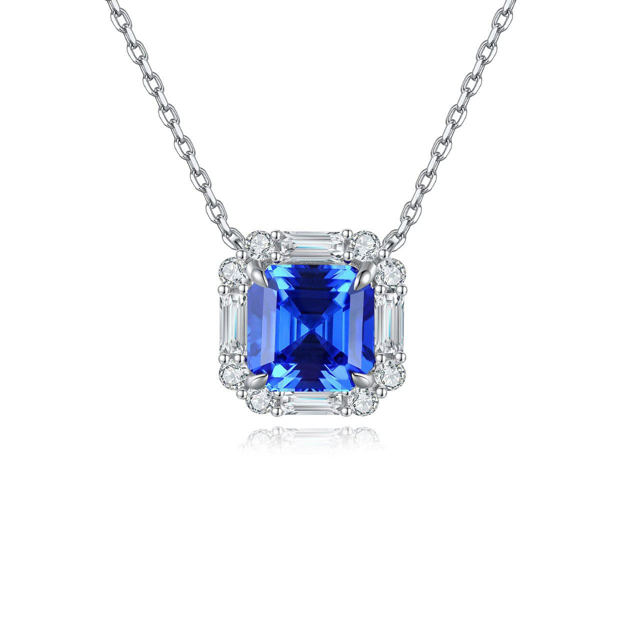 s925 sterling silver lab ruby/sapphire/emerald/paraiba/cobalt spinel & cz diamond necklace