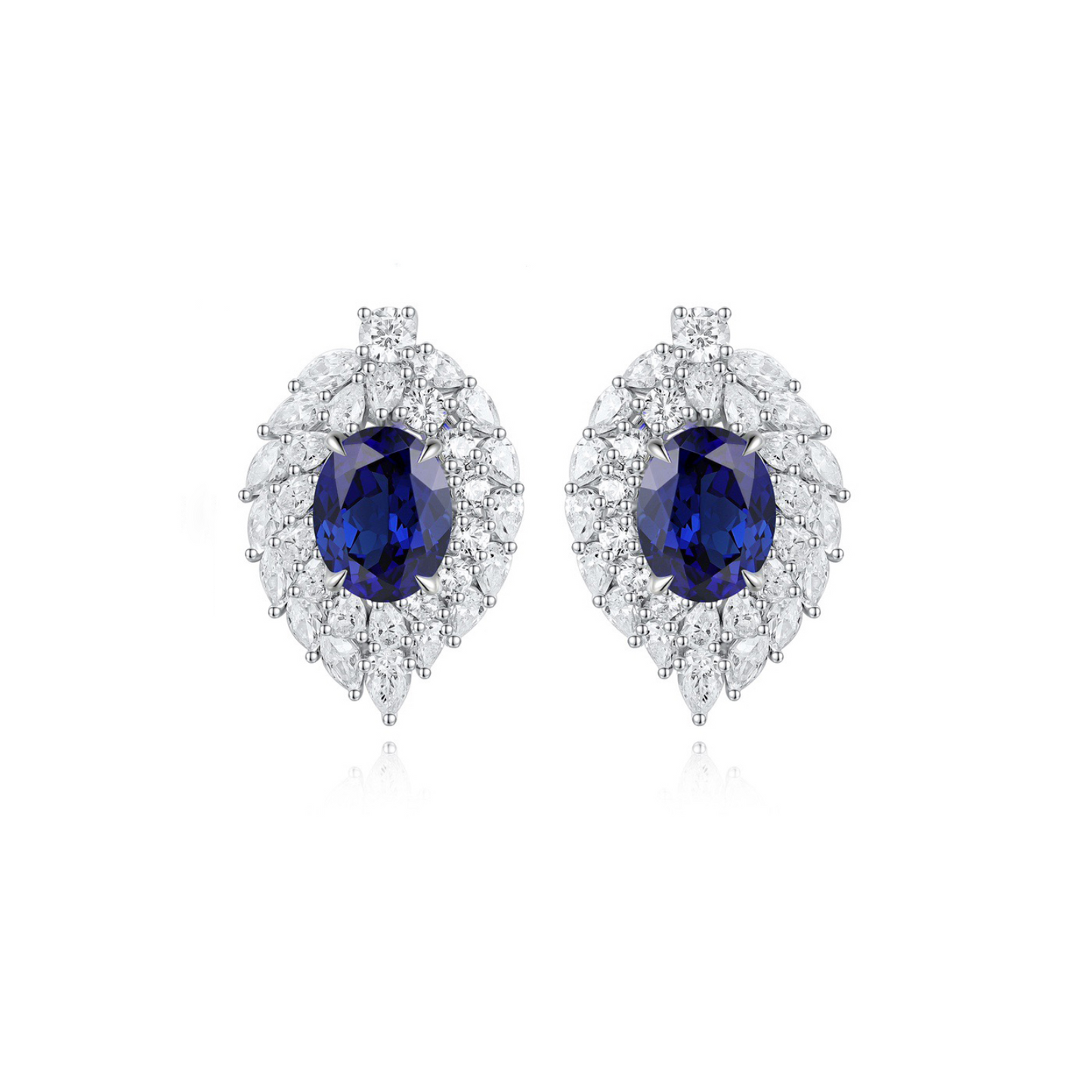 s925 sterling silver lab cobalt spinel/paraiba/ruby/emerald/sapphire & cz diamond earrings