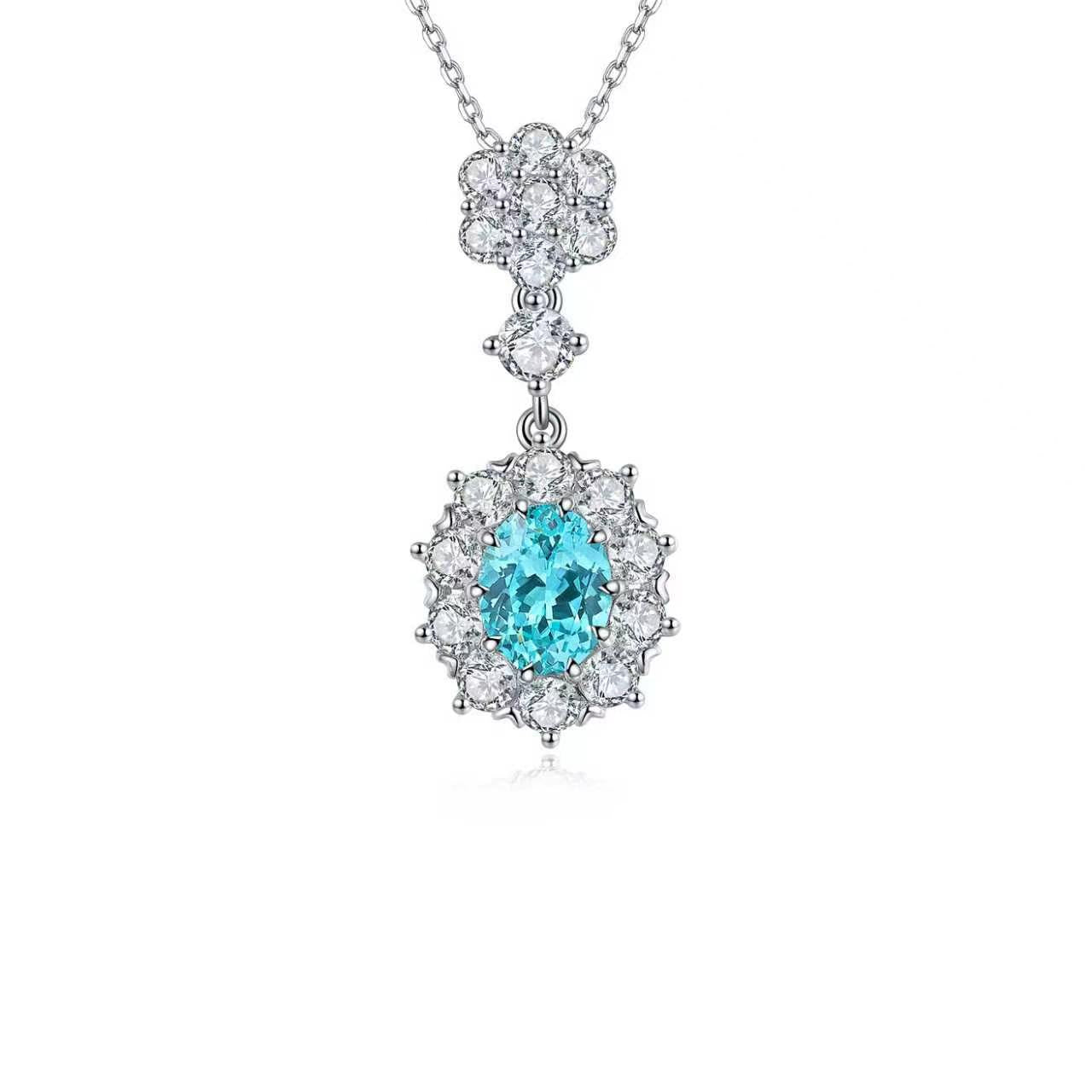 s925 sterling silver lab sapphire/ruby/emerald/paraiba/cobalt spinel & cz diamond necklace