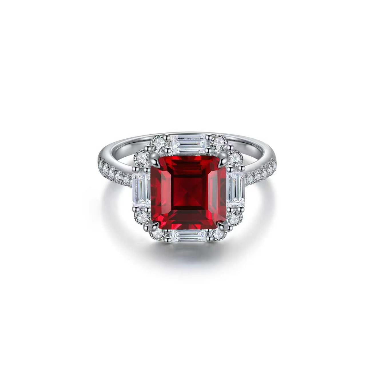 s925 sterling silver lab paraiba/ruby/sapphire/emerald/cobalt spinel & cz diamond ring