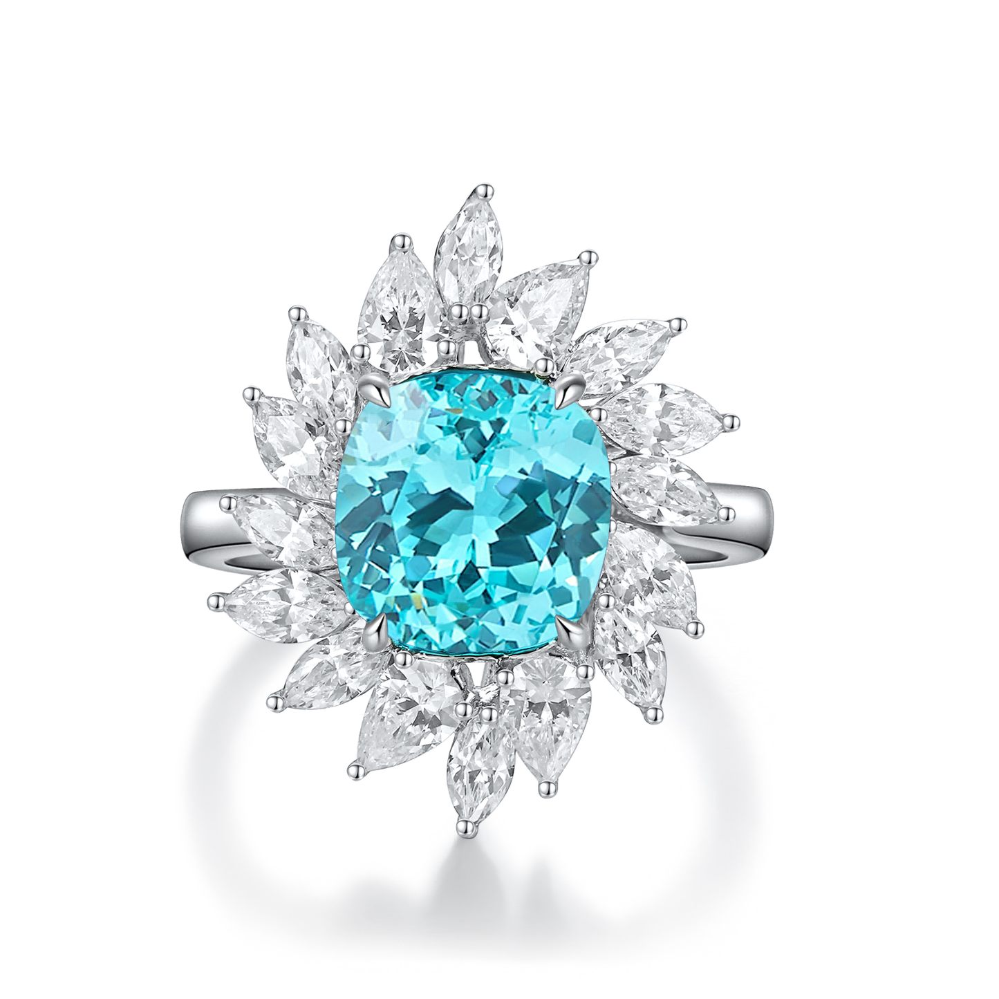 s925 sterling silver lab emerald/paraiba/ruby/sapphire & cz diamond ring