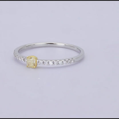 14/18K WHITE GOLD 0.21 CTW FANCY YELLOW DIAMOND & DIAMOND RING