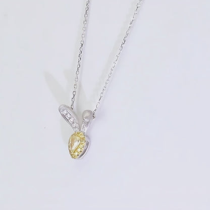 14K/18K WHITE GOLD 0.18 CTW FANCY YELLOW DIAMOND & DIAMOND NECKLACE