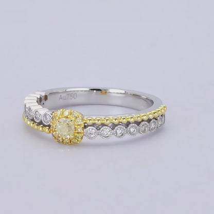 14K/18K WHITE YELLOW GOLD 0.27 CTW FANCY YELLOW DIAMOND & DIAMOND RING