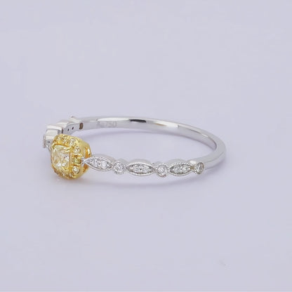 14K/18K WHITE GOLD 0.19 CTW FANCY YELLOW DIAMOND & DIAMOND RING